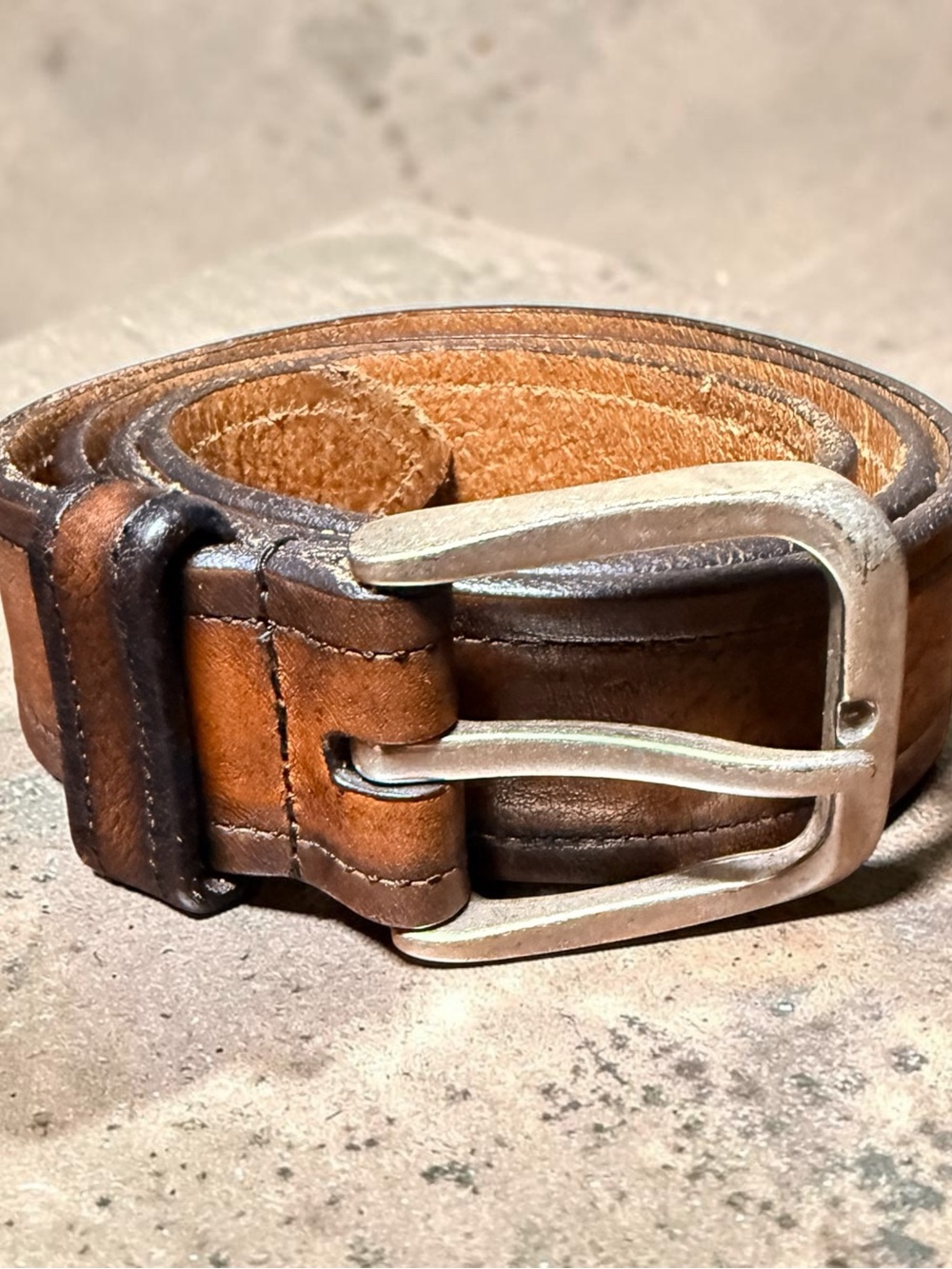 Vintage Allen Edmonds Brown Leather Belt with Nickel Buckle Men’s